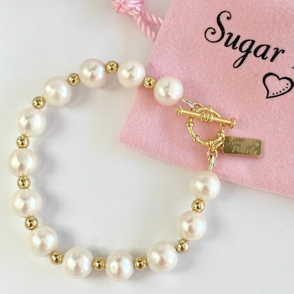 Sugar Pearls Jewelry - Freshwater Pearl & 14K Gold Toggle Bracelet
